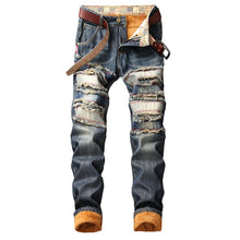 Load image into Gallery viewer, Denim Designer Hole Jeans High Quality Ripped for Men Size 28-38 40 2019 Autumn Winter Plus Velvet HIP HOP Punk Streetwear