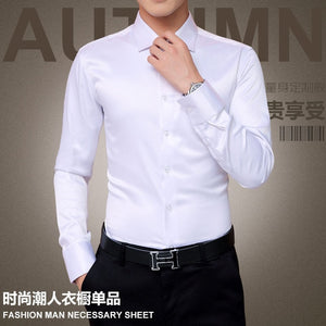 Plus Size 5XL 2019 New Men's Luxury Shirts Wedding Party Dress Long Sleeve Shirt Silk Tuxedo Shirt Men Mercerized Cotton Shirt