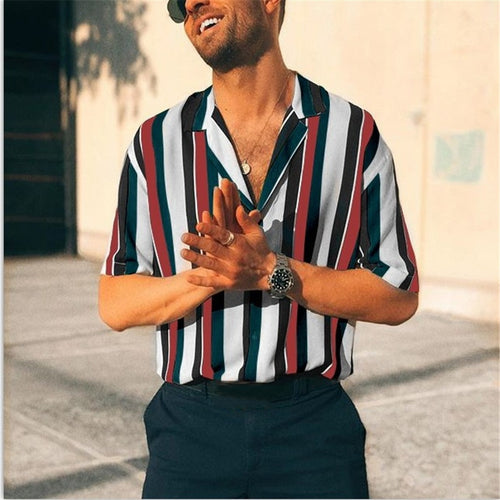 Men's Summer Fashion Shirts Casual Striped Shirts Short-Sleeve Shirt Homme Short Slim Fit Streetwear Men's Clothing 2019 z0522