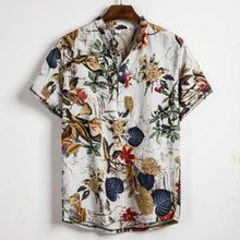 Load image into Gallery viewer, Men Linen Short Sleeve Shirt Summer Floral Loose Baggy Casual Holiday Shirts Tee Tops