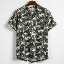 Load image into Gallery viewer, Men Linen Short Sleeve Shirt Summer Floral Loose Baggy Casual Holiday Shirts Tee Tops