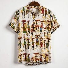 Load image into Gallery viewer, Men Linen Short Sleeve Shirt Summer Floral Loose Baggy Casual Holiday Shirts Tee Tops