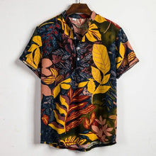 Load image into Gallery viewer, Men Linen Short Sleeve Shirt Summer Floral Loose Baggy Casual Holiday Shirts Tee Tops