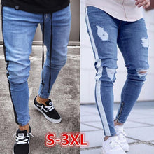 Load image into Gallery viewer, 2019 Skinny Jeans Men Sexy Ripped Hole Stretch Denim Trousers Male Autumn Straight Streetwear Pencil Hip hop  Jeans Plus Size