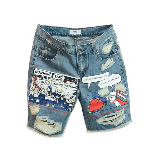 Jean Shorts Men Ulzzang Points Trousers Summer Pattern Knee Length Medium Zipper Fly Mid weight Jeans Dsq Mens Sale 2019 New