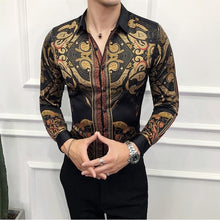 Load image into Gallery viewer, Fashion Men&#39;s Designer Floral Shirt Luxury Men&#39;s Original Print Camisas Slim Royal Baroque Men&#39;s Clothing Club Party Dress Shirt