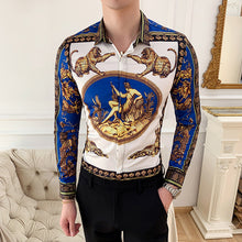 Load image into Gallery viewer, Fashion Men&#39;s Designer Floral Shirt Luxury Men&#39;s Original Print Camisas Slim Royal Baroque Men&#39;s Clothing Club Party Dress Shirt