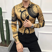 Load image into Gallery viewer, Fashion Men&#39;s Designer Floral Shirt Luxury Men&#39;s Original Print Camisas Slim Royal Baroque Men&#39;s Clothing Club Party Dress Shirt