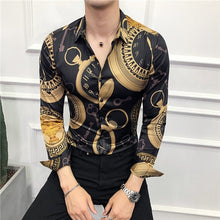 Load image into Gallery viewer, Fashion Men&#39;s Designer Floral Shirt Luxury Men&#39;s Original Print Camisas Slim Royal Baroque Men&#39;s Clothing Club Party Dress Shirt