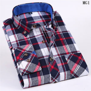 Men Flannel Plaid Shirt 100% Cotton 2019 Spring Autumn Casual Long Sleeve Shirt Soft Comfort Slim Fit Styles Brand Man Plus Size