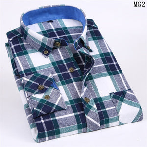 Men Flannel Plaid Shirt 100% Cotton 2019 Spring Autumn Casual Long Sleeve Shirt Soft Comfort Slim Fit Styles Brand Man Plus Size