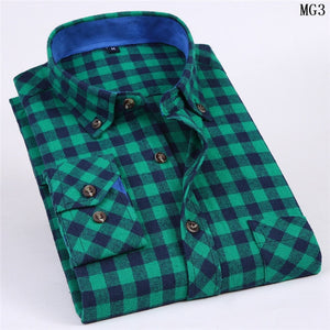 Men Flannel Plaid Shirt 100% Cotton 2019 Spring Autumn Casual Long Sleeve Shirt Soft Comfort Slim Fit Styles Brand Man Plus Size