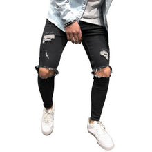 Load image into Gallery viewer, Mens Ripped Jeans for men Casual Black Blue Skinny slim Fit Denim Pants Biker Hip Hop Jeans with sexy Holel Denim Pants