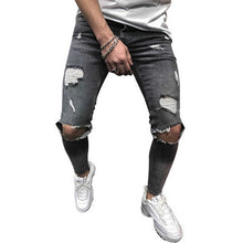 Load image into Gallery viewer, Mens Ripped Jeans for men Casual Black Blue Skinny slim Fit Denim Pants Biker Hip Hop Jeans with sexy Holel Denim Pants