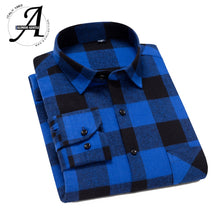 Load image into Gallery viewer, 100% Cotton Flannel Shirt Men Slim Fit Plaid Casual shirts Long Sleeve Winter Male Shirts