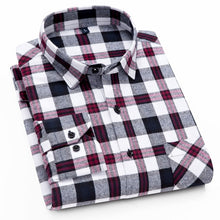 Load image into Gallery viewer, 100% Cotton Flannel Shirt Men Slim Fit Plaid Casual shirts Long Sleeve Winter Male Shirts