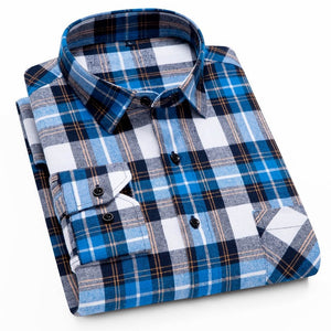 100% Cotton Flannel Shirt Men Slim Fit Plaid Casual shirts Long Sleeve Winter Male Shirts