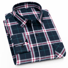 Load image into Gallery viewer, 100% Cotton Flannel Shirt Men Slim Fit Plaid Casual shirts Long Sleeve Winter Male Shirts