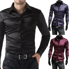 Load image into Gallery viewer, Men Long Sleeve Casual Shirt Luxury Wedding Silk-Like Satin  Shirt Tops 2019 Men Brand Clothing Camisa Masculina