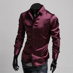 Men Long Sleeve Casual Shirt Luxury Wedding Silk-Like Satin  Shirt Tops 2019 Men Brand Clothing Camisa Masculina