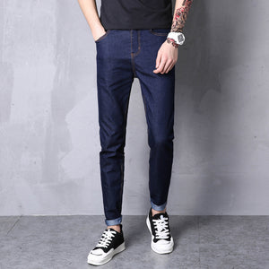 LEFT ROM 2019 Spring Summer New Fashion Men Casual Stretch Skinny Jeans Slim fit Trousers Tight Pants Solid Colors Pencil 28-38