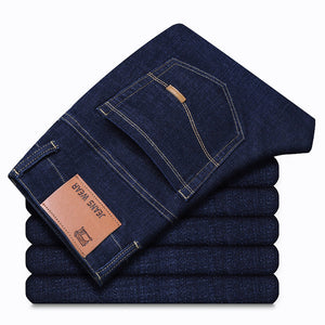 NIGRITY 2019 Autumn Winter Men's Straight casual jeans Fashion denim trousers male pant Blue and Dark Blue Plus Big Size 29-44