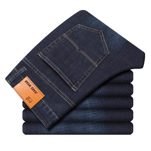 Brand 2019 New Men's Fashion Jeans Business Casual Stretch Slim Jeans Classic Trousers Denim Pants Male Black Blue