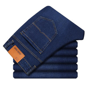 Brand 2019 New Men's Fashion Jeans Business Casual Stretch Slim Jeans Classic Trousers Denim Pants Male Black Blue