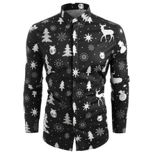 Load image into Gallery viewer, Funnyshirt Printed Long Sleeve Button Men Clothes Casual Snowflakes Christmas deer Printed Christmas Shirt New Year Party Blouse