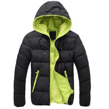 Load image into Gallery viewer, Fashion Winter Men Jacket Coat  Color Block Zipper Hooded Cotton Padded Coat Warm Thicken Outwear Jacket