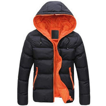 Load image into Gallery viewer, Fashion Winter Men Jacket Coat  Color Block Zipper Hooded Cotton Padded Coat Warm Thicken Outwear Jacket