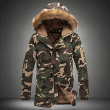 Load image into Gallery viewer, Men Camouflage Hooded Coats Camo Casual Parkas Outerwear Faux Fur Collar Warm Jacket FDC99