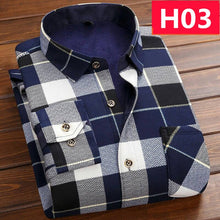 Load image into Gallery viewer, Winter Thick Velvet Dress Shirt For Men Casual Long Sleeve Plaid Warm Fleece Lining Shirts Fashion Soft Flannel Plus Size L-4XL