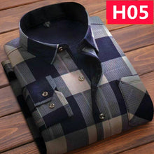 Load image into Gallery viewer, Winter Thick Velvet Dress Shirt For Men Casual Long Sleeve Plaid Warm Fleece Lining Shirts Fashion Soft Flannel Plus Size L-4XL