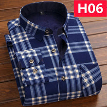 Load image into Gallery viewer, Winter Thick Velvet Dress Shirt For Men Casual Long Sleeve Plaid Warm Fleece Lining Shirts Fashion Soft Flannel Plus Size L-4XL