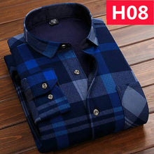 Load image into Gallery viewer, Winter Thick Velvet Dress Shirt For Men Casual Long Sleeve Plaid Warm Fleece Lining Shirts Fashion Soft Flannel Plus Size L-4XL