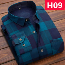 Load image into Gallery viewer, Winter Thick Velvet Dress Shirt For Men Casual Long Sleeve Plaid Warm Fleece Lining Shirts Fashion Soft Flannel Plus Size L-4XL