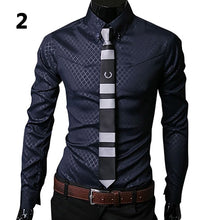 Load image into Gallery viewer, New Argyle luxury men&#39;s shirt Business Style Slim Soft Comfort Slim Fit Styles Long Sleeve Casual Dress Shirt Gift For Men