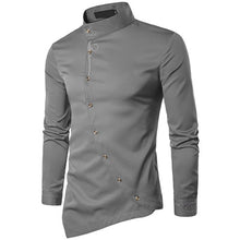 Load image into Gallery viewer, VISADA JAUNA 2019 New Men Fashion Long Sleeved Shirt Solid Slim Fit Business Shirts Men Casual Irregular Dress Camisas