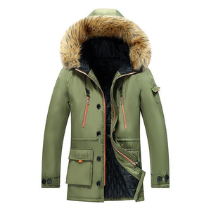 Hot Mens Parka Coats Men Winter Warm Hooded Fur Collar Men Jackets Casual Padded Male Overcoats Brand Clothing 7XL 8XL Outerwear