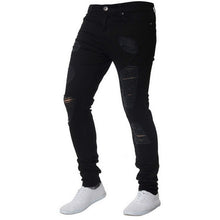 Load image into Gallery viewer, Mens Ripped Jeans for men Casual Black Blue Skinny slim Fit Denim Pants Biker Hip Hop Jeans with sexy Holel Denim Pants