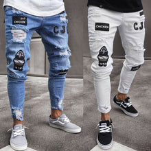 Load image into Gallery viewer, Fashion Men Stretchy Ripped Skinny Biker Hip Hop Jeans Destroyed Taped Patch Slim Pencil Denim Long Pants