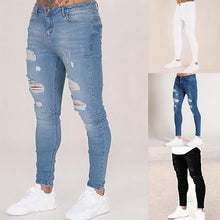 Load image into Gallery viewer, Spring Mens Jeans Pants Hip Hop Denim Ripped Skinny Distressed Jeans Casual Slim Solid Hole Pencil Trousers Male Streetwear