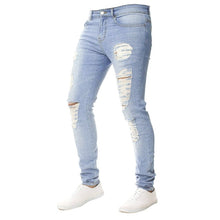 Load image into Gallery viewer, Spring Mens Jeans Pants Hip Hop Denim Ripped Skinny Distressed Jeans Casual Slim Solid Hole Pencil Trousers Male Streetwear