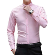 Load image into Gallery viewer, Mens Long Sleeve Shirt Fashion white Casual Solid color Fashion Business Design Fabric Soft Comfortable Men Business Dress Slim