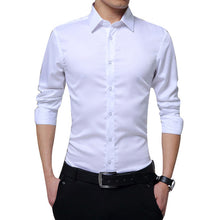 Load image into Gallery viewer, Mens Long Sleeve Shirt Fashion white Casual Solid color Fashion Business Design Fabric Soft Comfortable Men Business Dress Slim