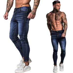 Mens Skinny Jeans 2019 Super Skinny Jeans Men Non Ripped Stretch Denim Pants Elastic Waist Big Size European W36 zm01