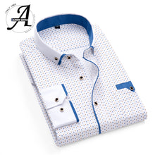 Load image into Gallery viewer, Printed Plaid Polka Dot Men Shirt Long-Sleeved Casual Shirts For Men Slim Fit 21 Colors Male Dress Shirts Camisas Masculina