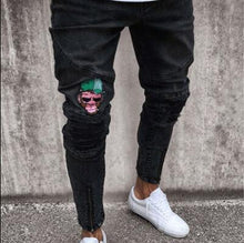 Load image into Gallery viewer, 2018 Men brand embroidery jeans Fashion Men Casual Slim fit Straight High Stretch Feet skinny jeans men&#39;s black trousers homme