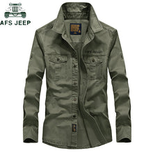 Load image into Gallery viewer, AFS JEEP Brand Military Army Shirt Men 2018 Spring Autumn 100% cotton Long Sleeve Mens Shirts Plus Size S-4XL Camisa Masculina